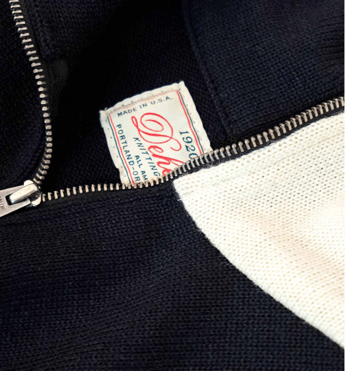 DE-SW0056-BLK-WHT - Dehen 1920 1/4 Zip Moto-Jersey - Black / Off White - Image 3