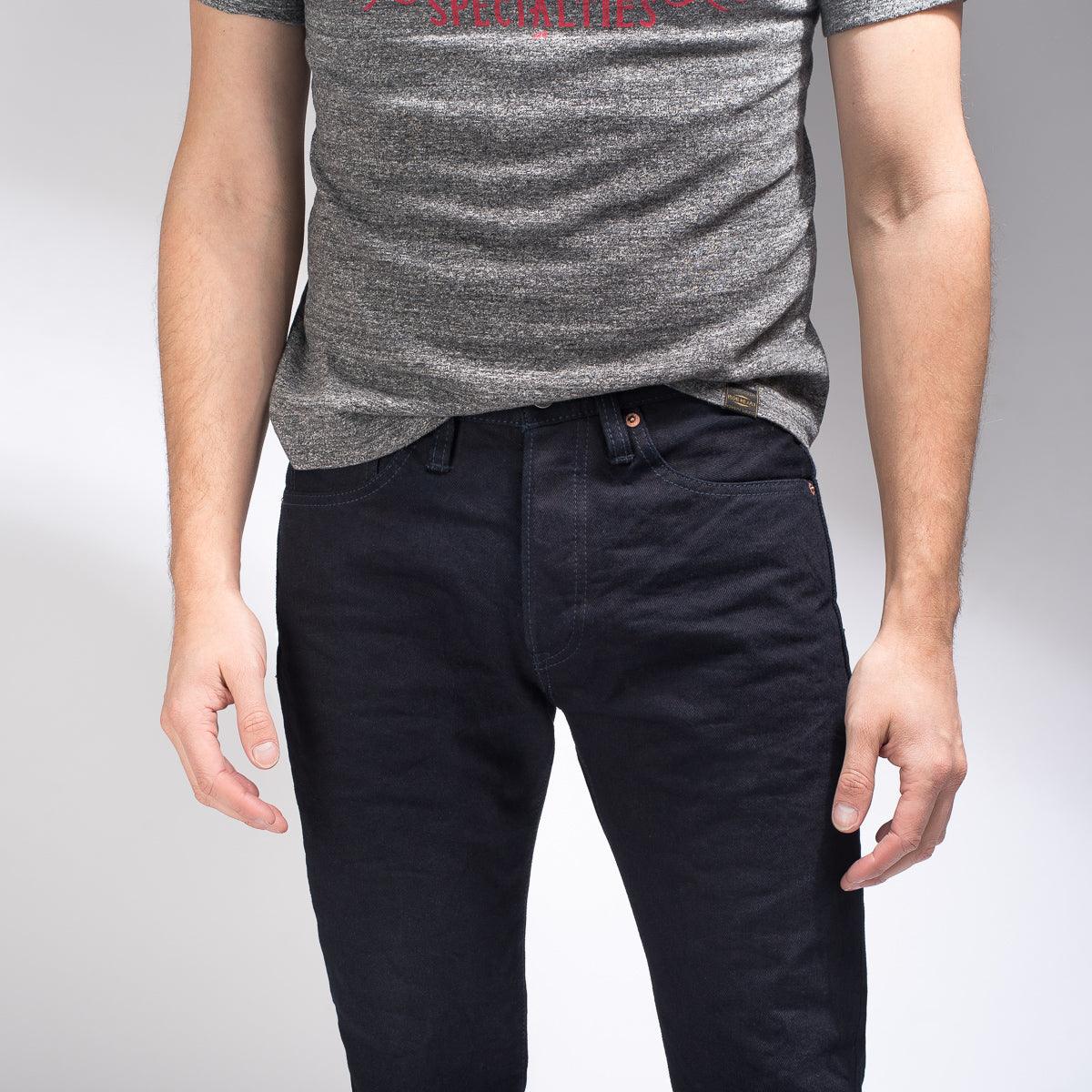 IH-555S-142IB - 14oz Selvedge Denim Super Slim Cut Jeans - Indigo/Black - Image 3