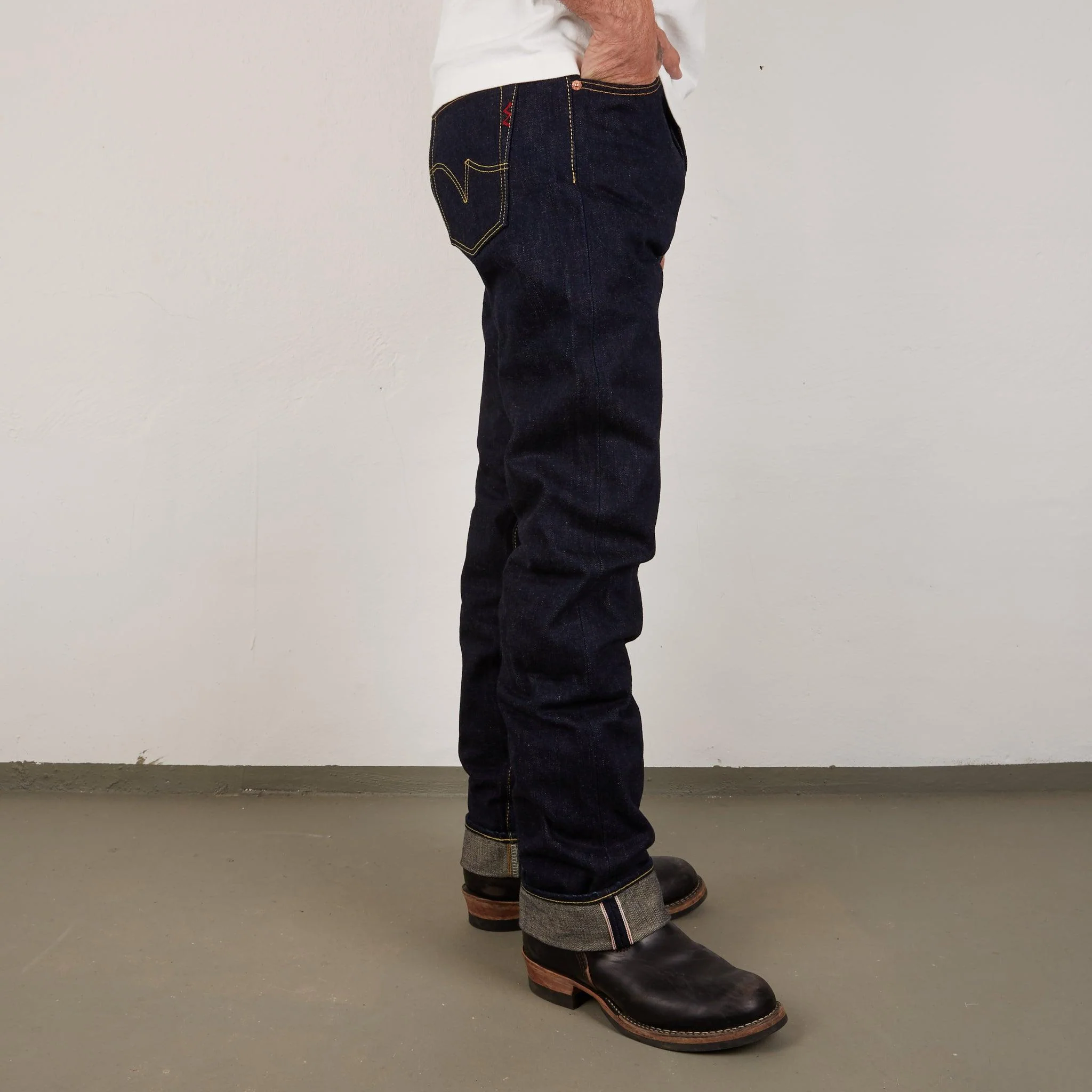 IH-634S-18 - 18oz Vintage Selvedge Denim Straight Cut Jeans - Indigo - Image 5