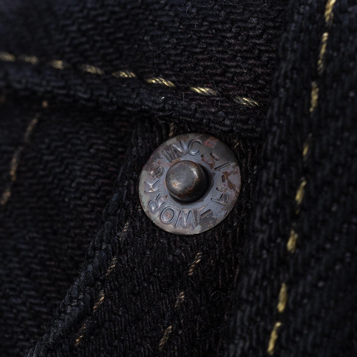 IH-634S-B - 21oz Selvedge Denim Straight Cut Jeans - Indigo Overdyed Black - Image 11