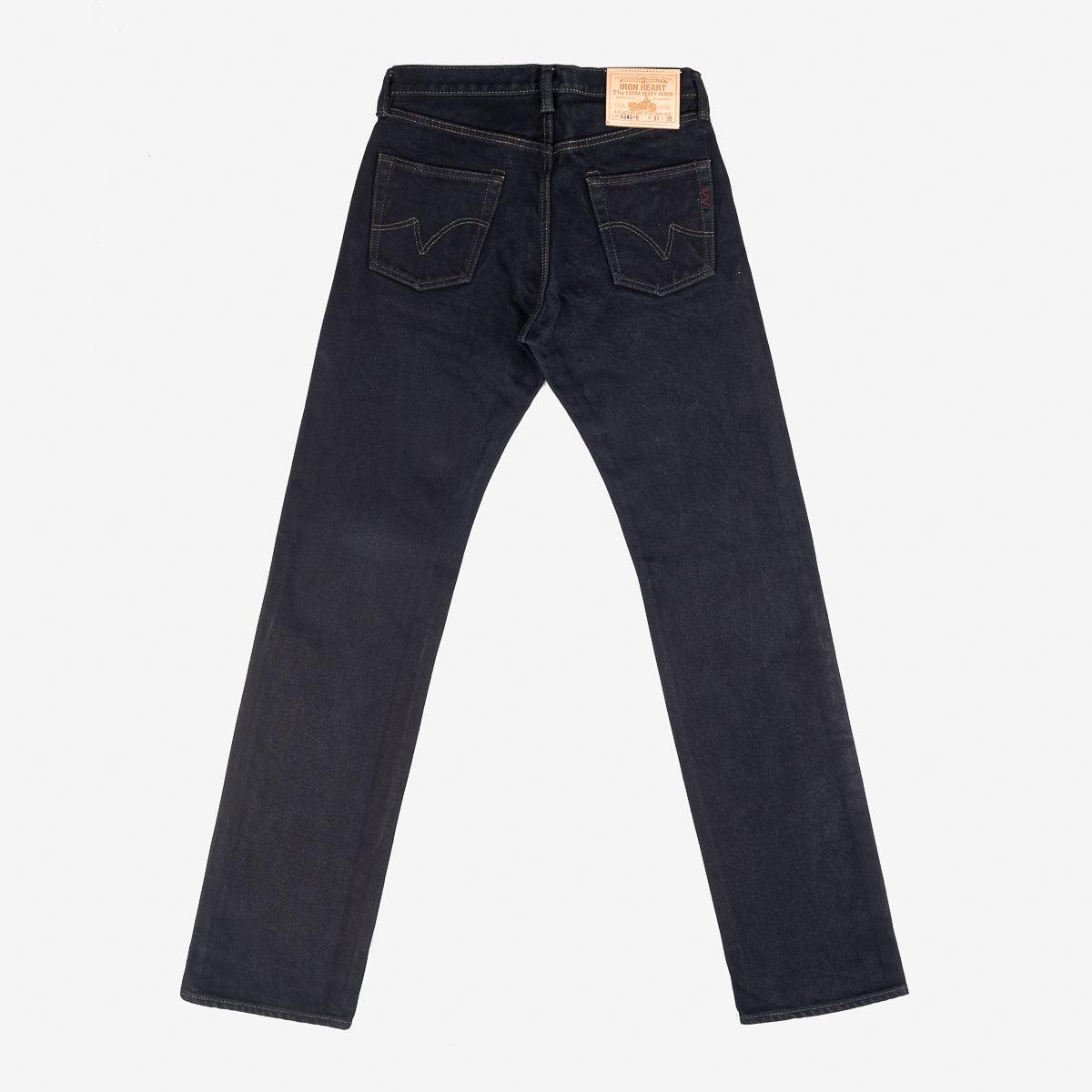 IH-634S-B - 21oz Selvedge Denim Straight Cut Jeans - Indigo Overdyed Black - Image 5