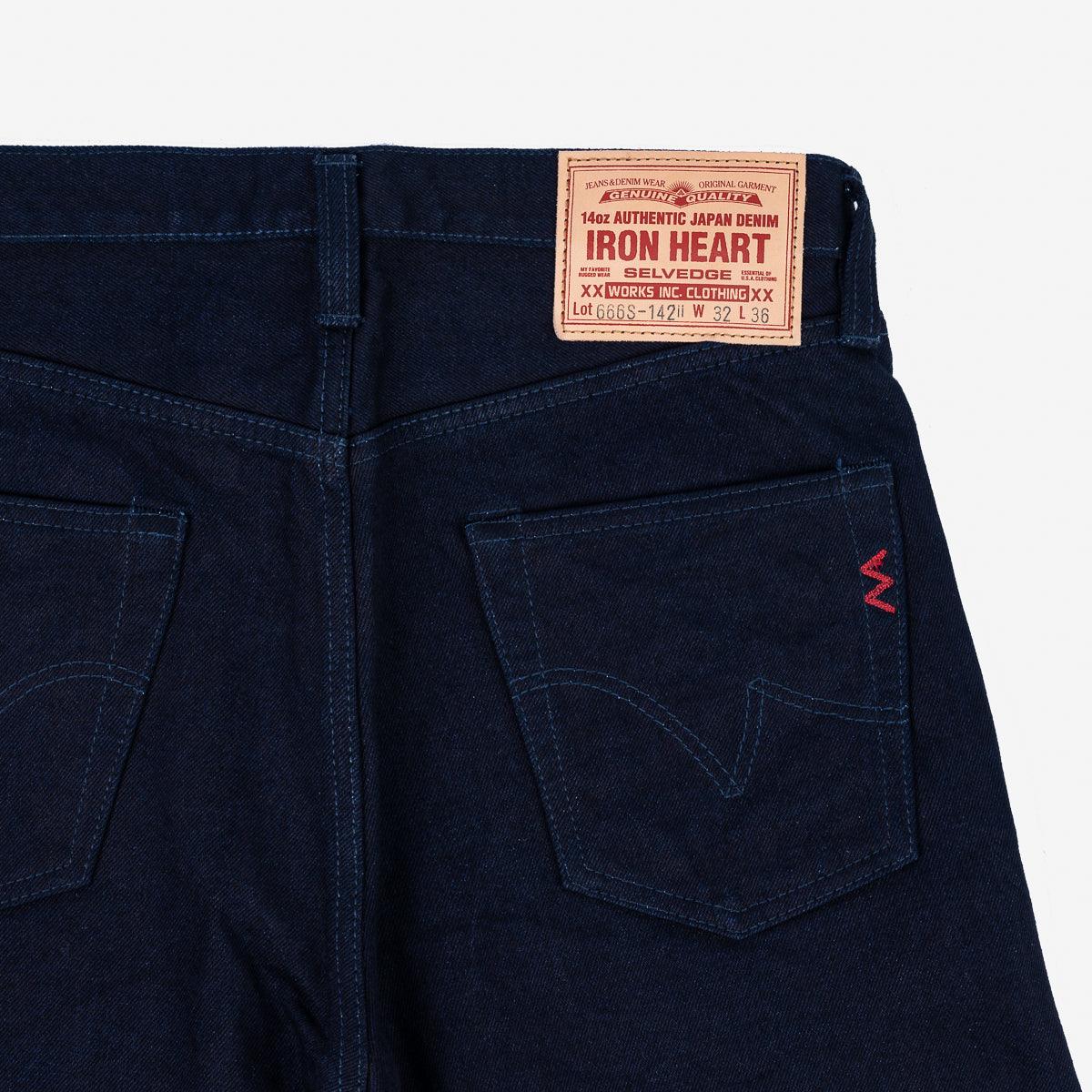 IH-666S-14II - 14oz Selvedge Denim Slim Straight Cut Jeans - Indigo/Indigo - Image 6