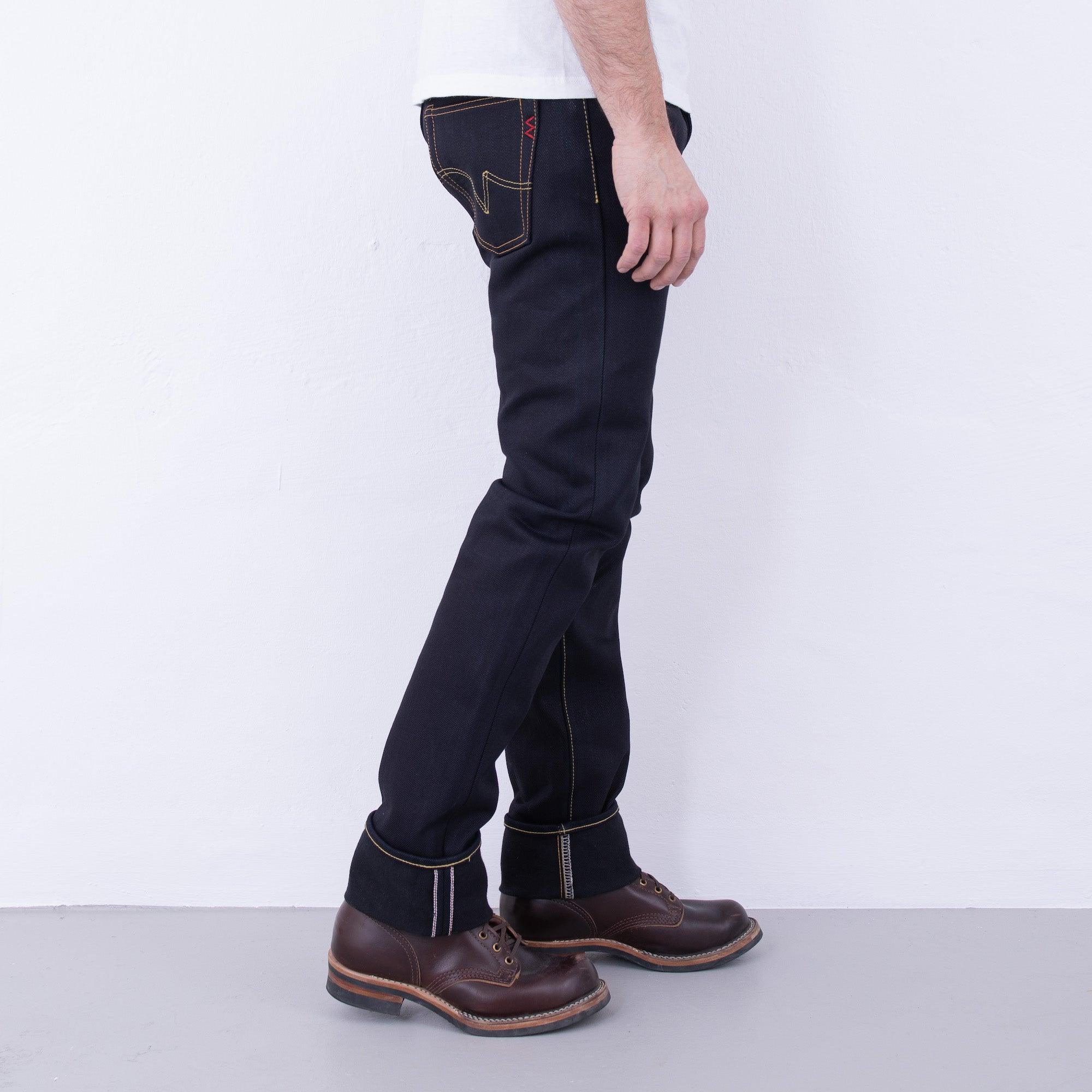 IH-777-XHSIB - 25oz Selvedge Denim Slim Tapered Cut Jeans - Indigo/Black - Image 3