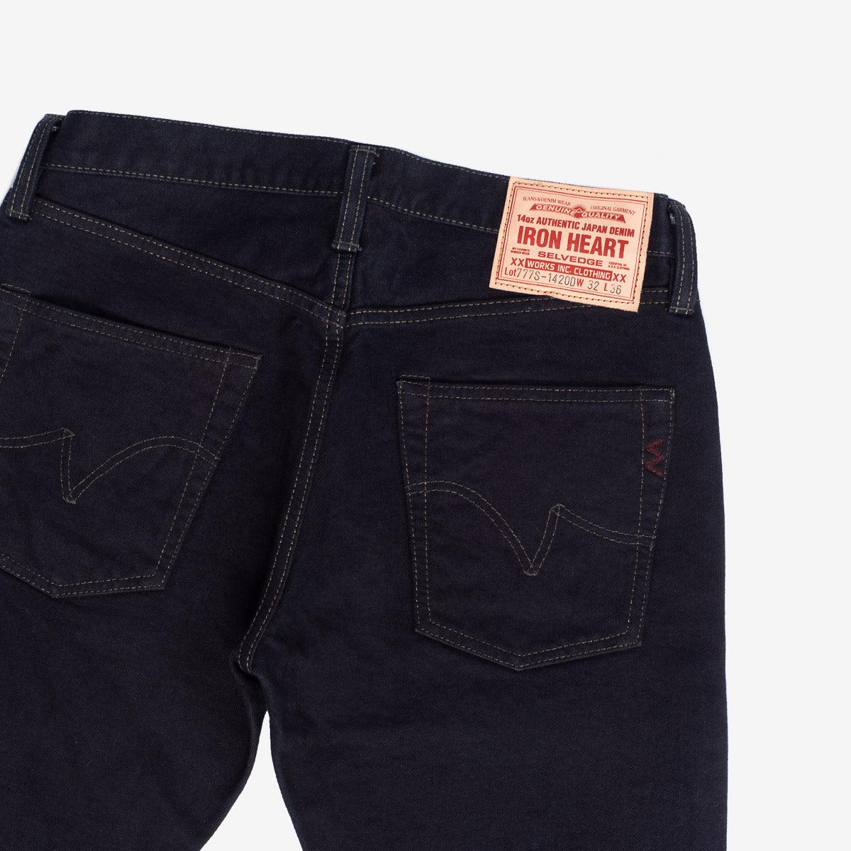 IH-777S-142OD - 14oz Selvedge Denim Slim Tapered Cut Jeans - Indigo Overdyed Black - Image 7
