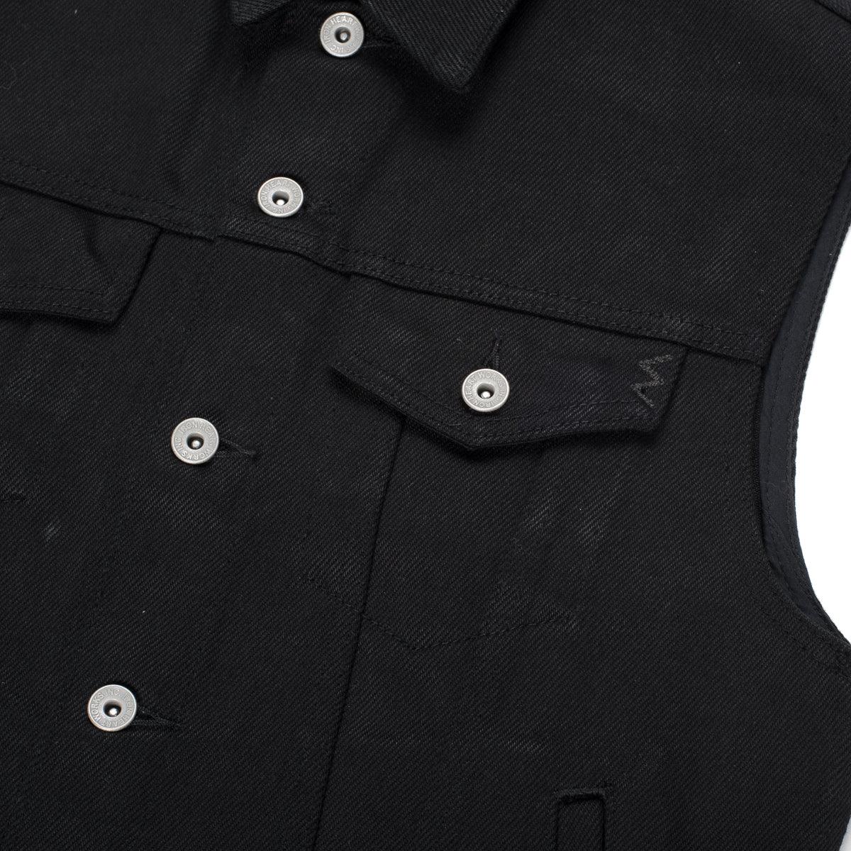 IH-9526V - 21oz Non-Fade Denim Vest Superblack - Image 4
