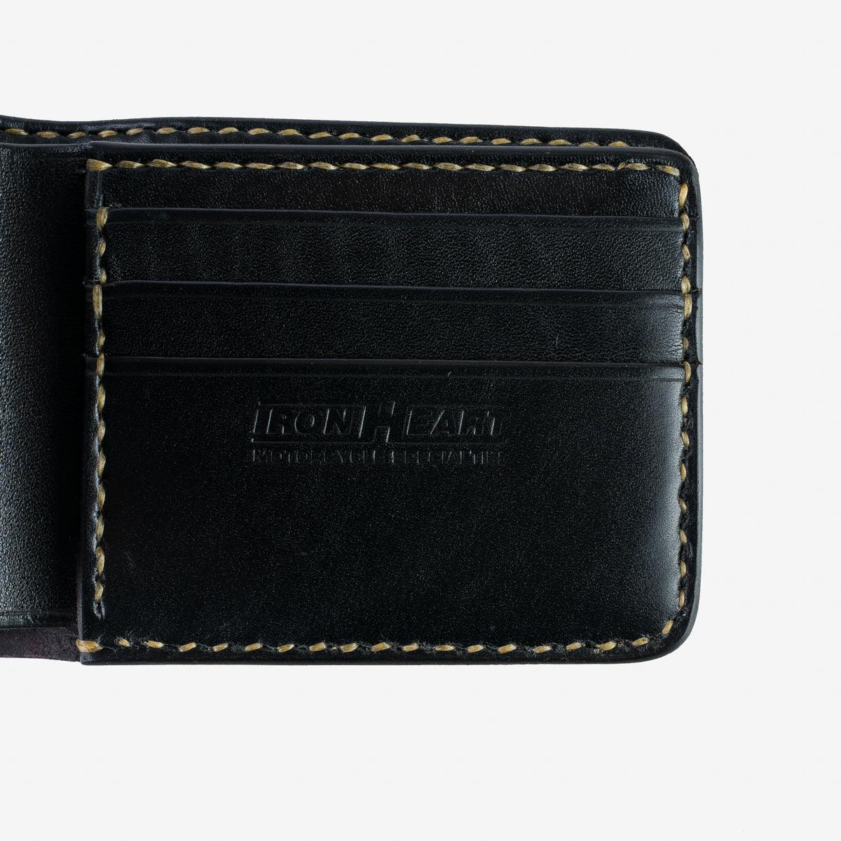 IHG-01-BLK - Small Shell Cordovan Wallet - Black - Image 6