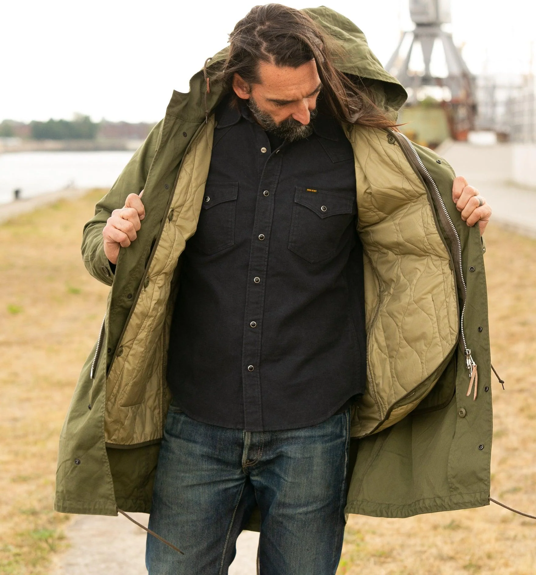 IHM-38-OLV - 5oz Quilted Lining M-51 Type Field Coat - Olive - Image 3