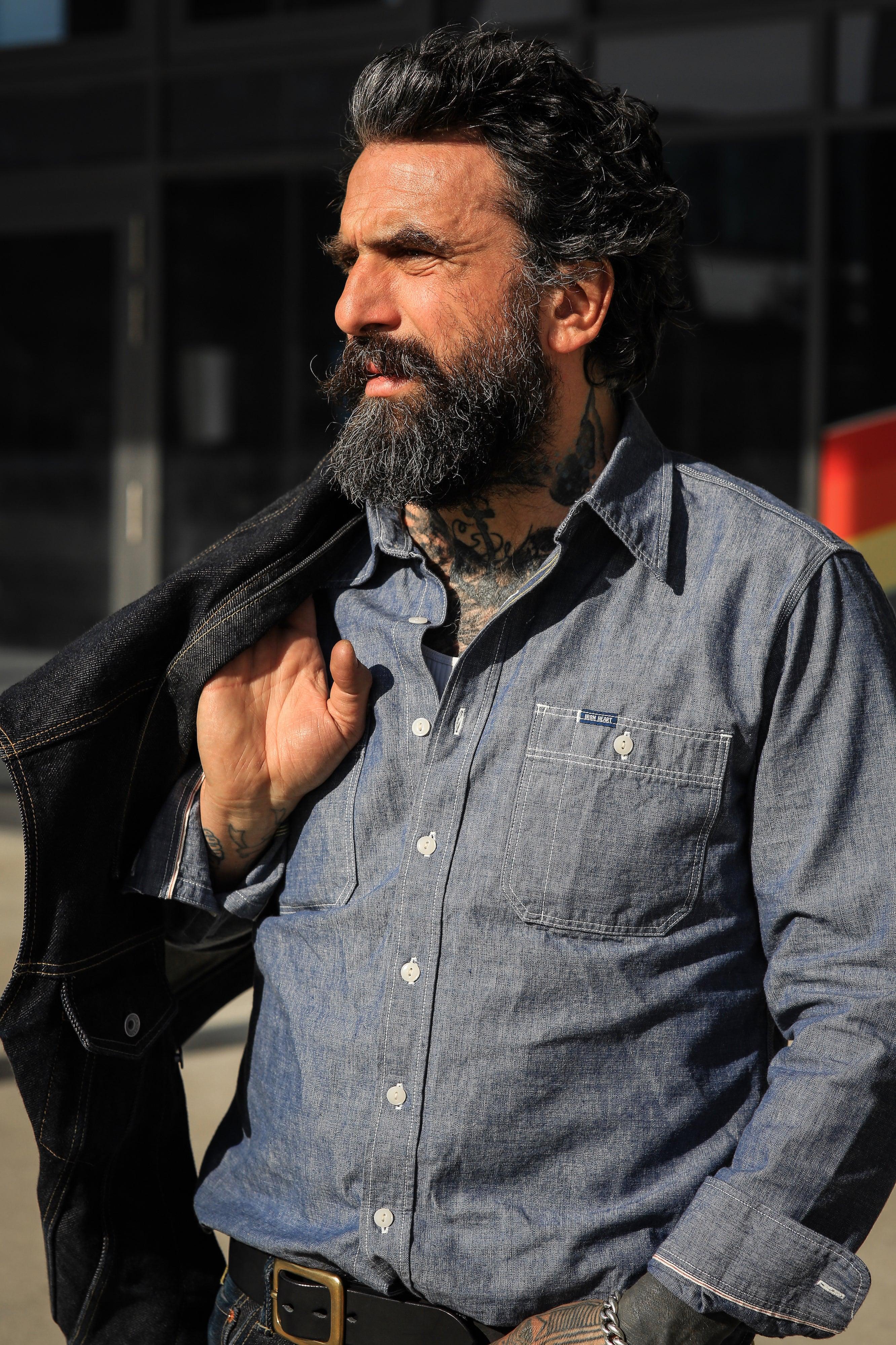 IHSH-21-BLU - 10oz Selvedge Chambray Work Shirt - Image 3