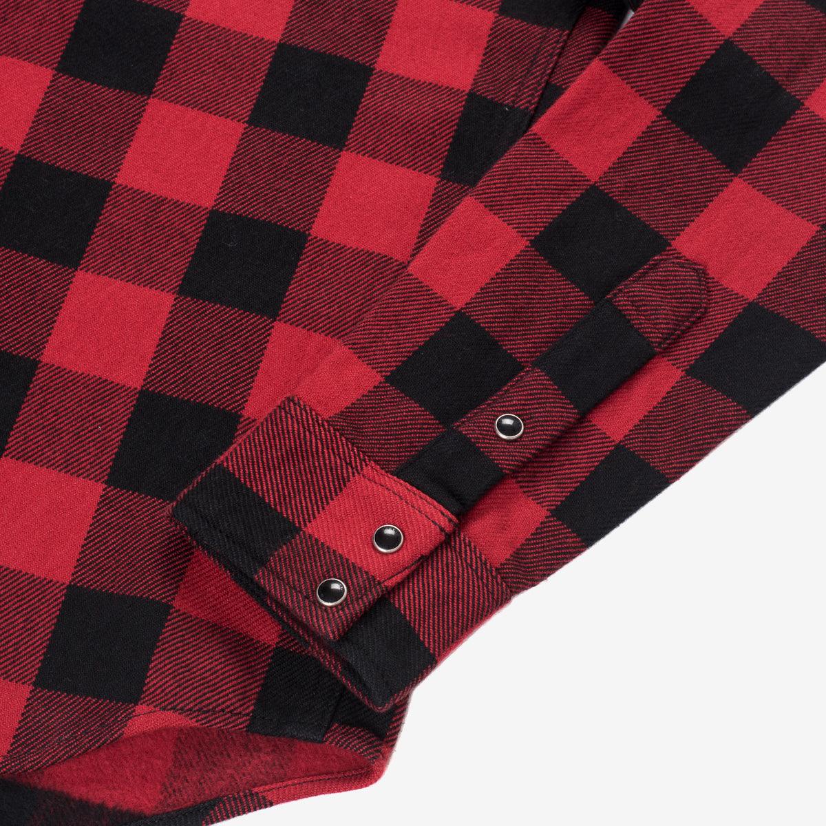IHSH-232-RED - Ultra Heavy Flannel Buffalo Check Western Shirt - Red/Black - Image 7