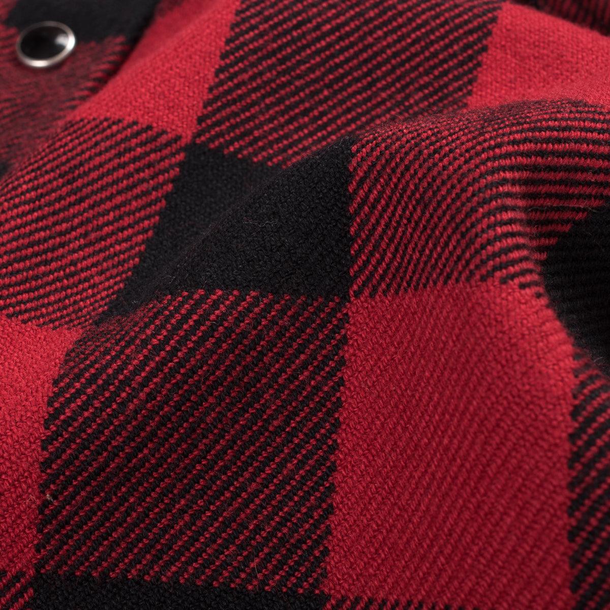 IHSH-232-RED - Ultra Heavy Flannel Buffalo Check Western Shirt - Red/Black - Image 8