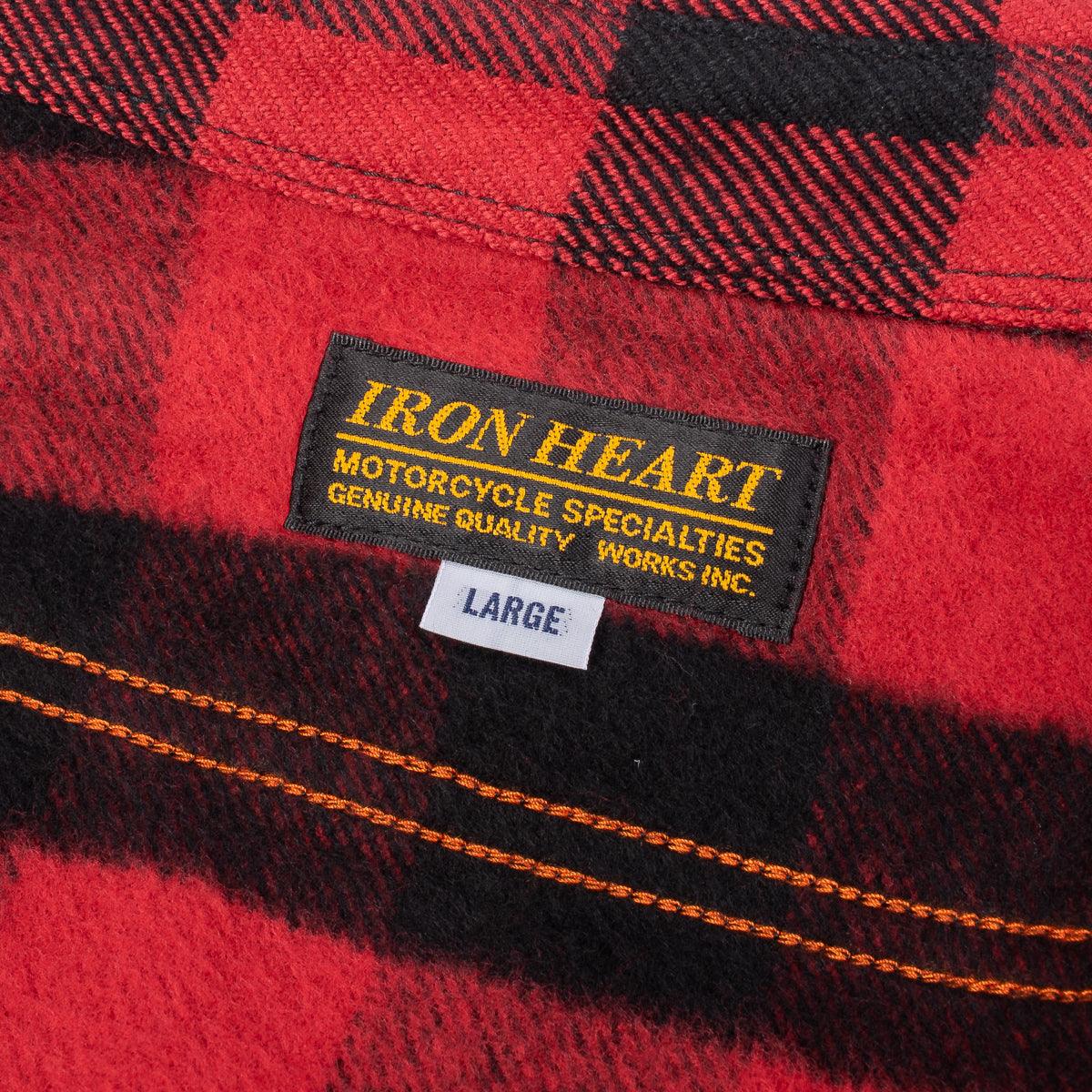 IHSH-244-RED - Ultra Heavy Flannel Buffalo Check Work Shirt - Red/Black - Image 10