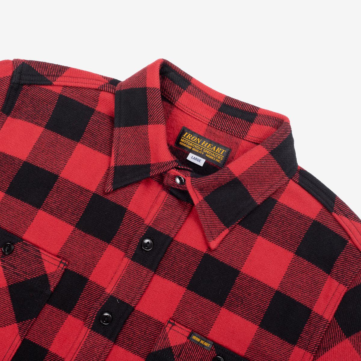 IHSH-244-RED - Ultra Heavy Flannel Buffalo Check Work Shirt - Red/Black - Image 4