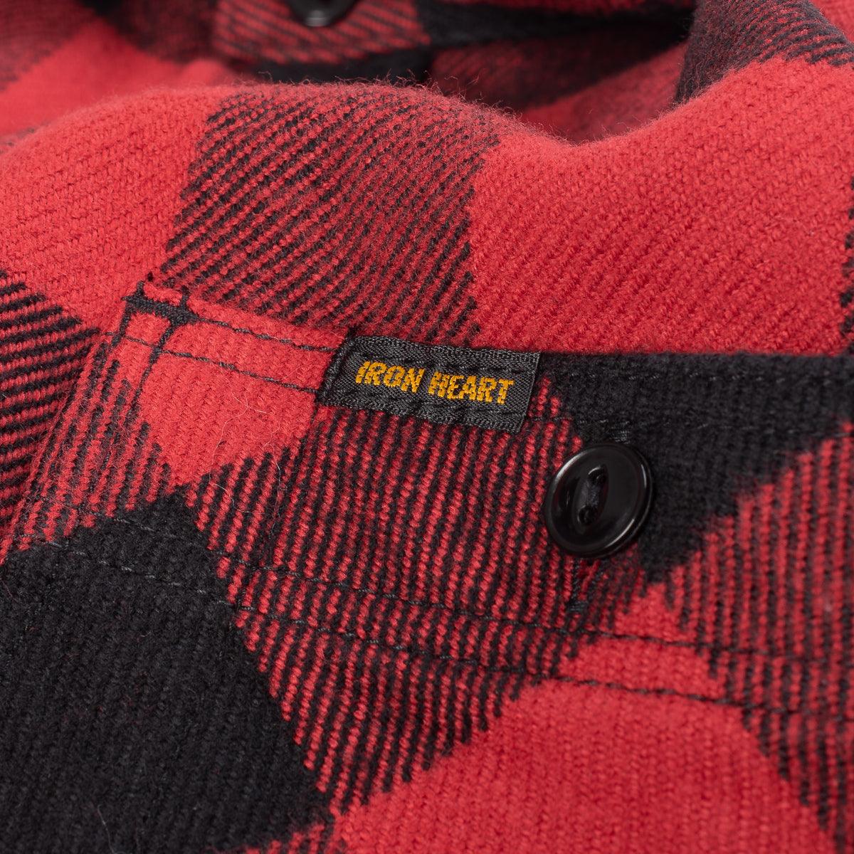 IHSH-244-RED - Ultra Heavy Flannel Buffalo Check Work Shirt - Red/Black - Image 7