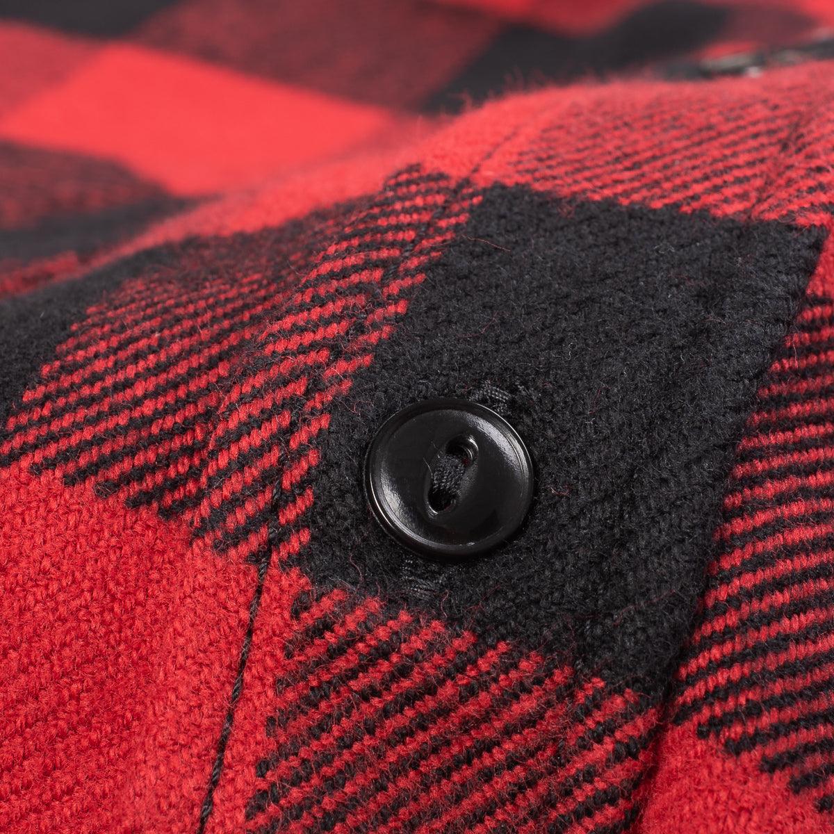 IHSH-244-RED - Ultra Heavy Flannel Buffalo Check Work Shirt - Red/Black - Image 8