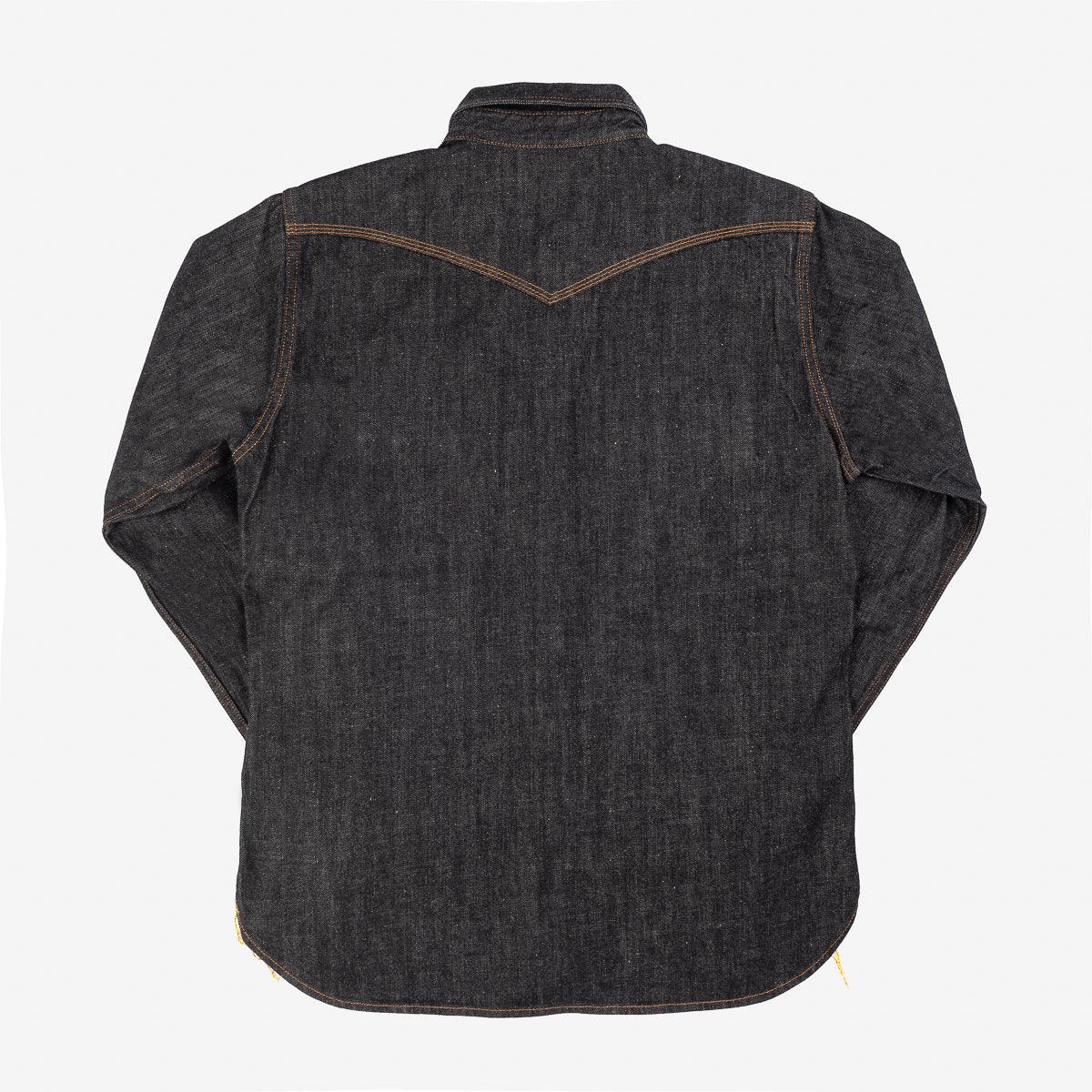IHSH-33-BLK - 12oz Selvedge Denim Western Shirt - Black - Image 4