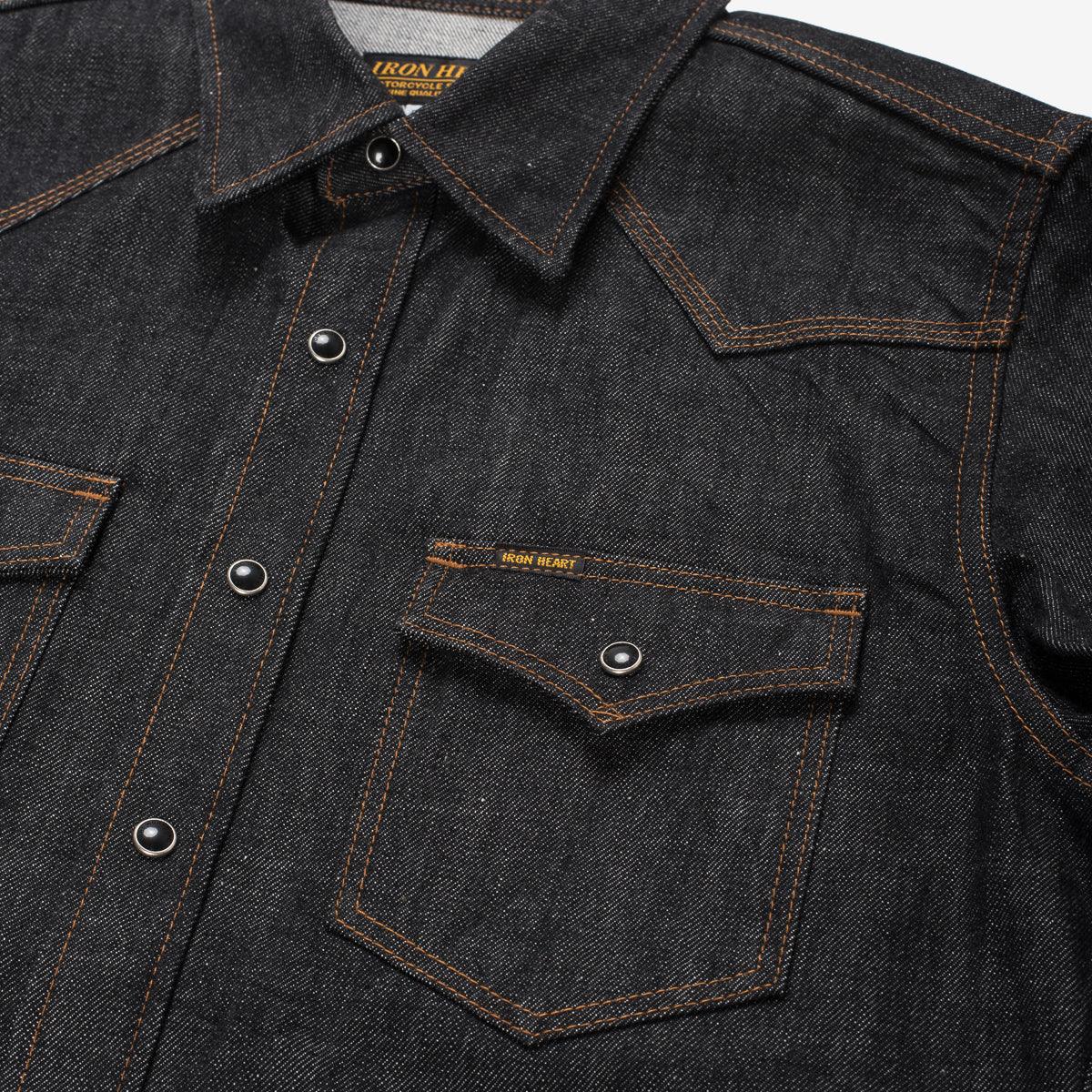 IHSH-33-BLK - 12oz Selvedge Denim Western Shirt - Black - Image 5
