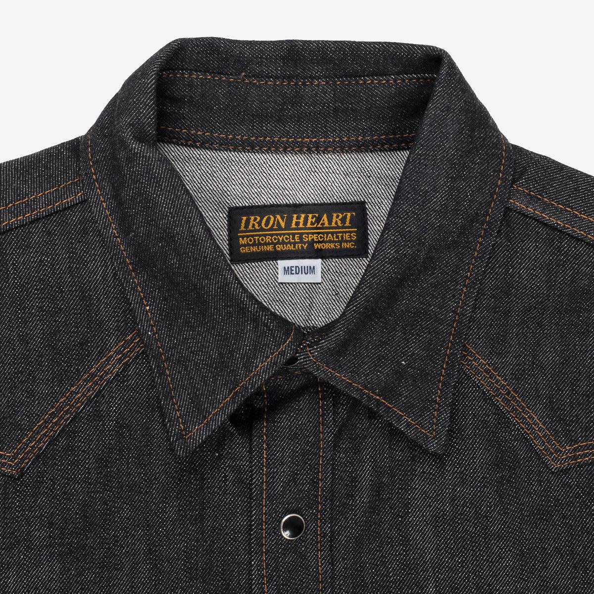 IHSH-33-BLK - 12oz Selvedge Denim Western Shirt - Black - Image 6