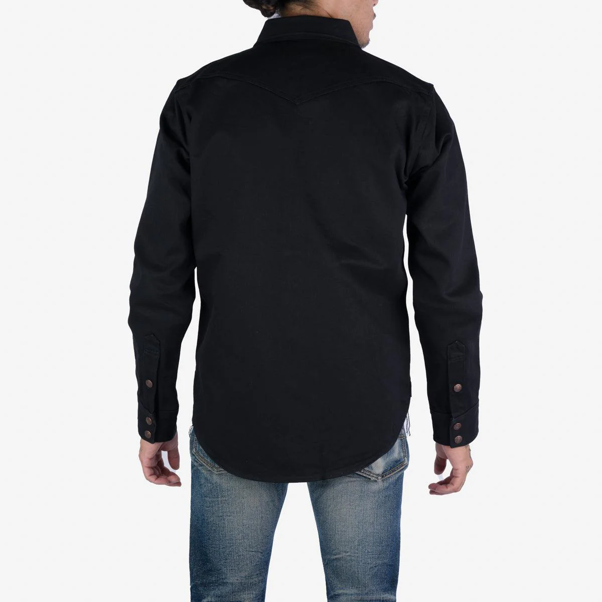 IHSH-362-BLK - 16oz Non-Selvedge Denim CPO Shirt - Superblack (Fades to Grey) - Image 4