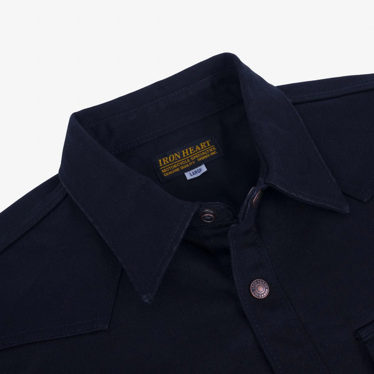 IHSH-362-BLK - 16oz Non-Selvedge Denim CPO Shirt - Superblack (Fades to Grey) - Image 6