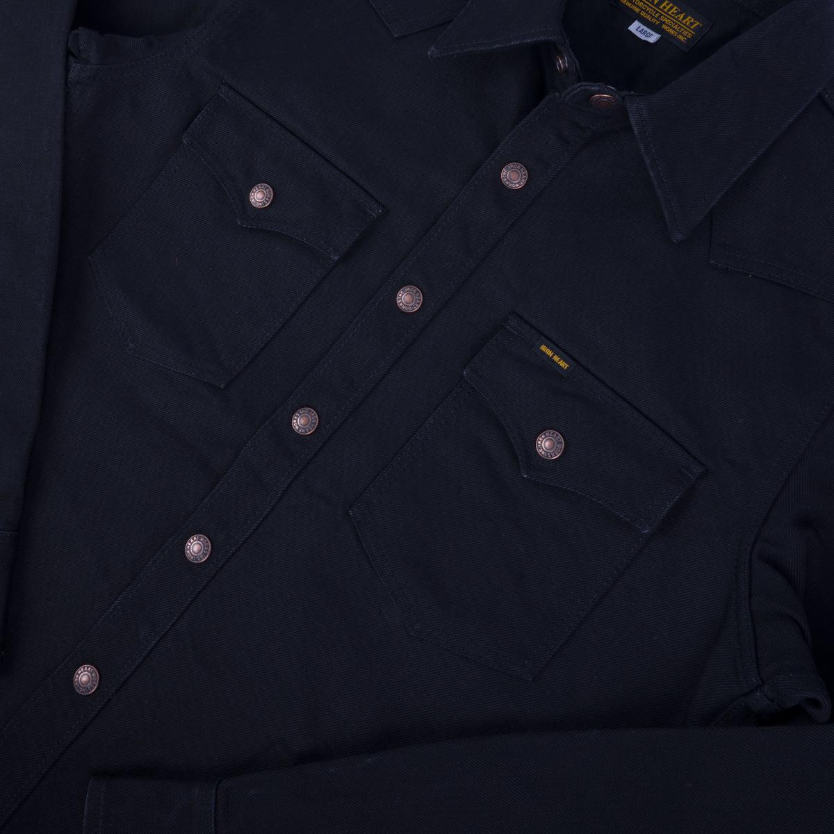 IHSH-362-BLK - 16oz Non-Selvedge Denim CPO Shirt - Superblack (Fades to Grey) - Image 7