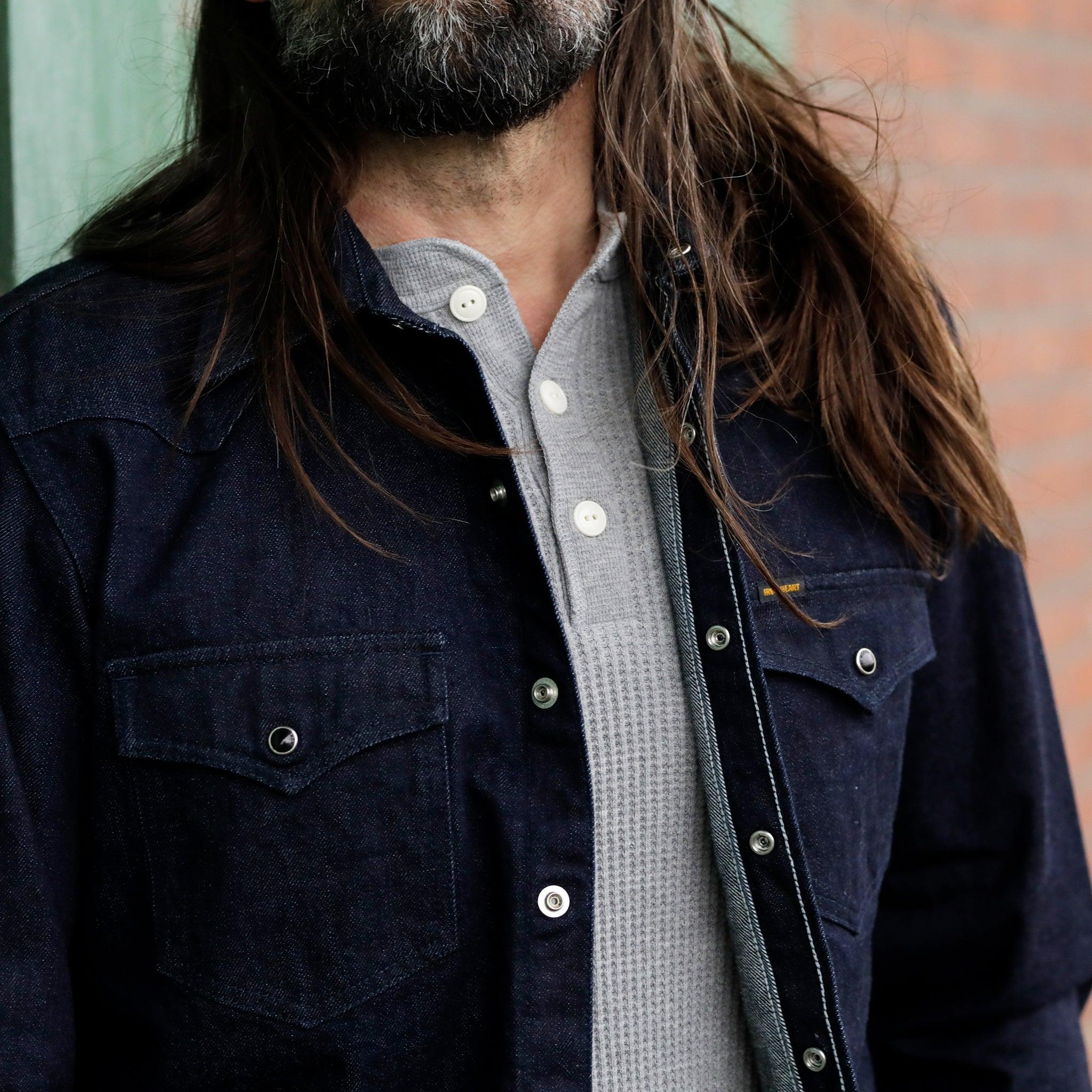 IHTL-1213-GRY - Waffle Knit Long Sleeved Thermal Henley - Grey - Image 3