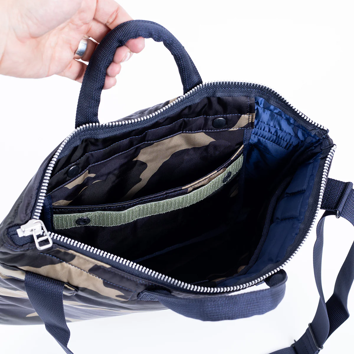 PO-COUNTER-HELMET-BAG-CAM - Porter-Yoshida & Co. COUNTER SHADE HELMET BAG - Woodland Khaki - Image 3